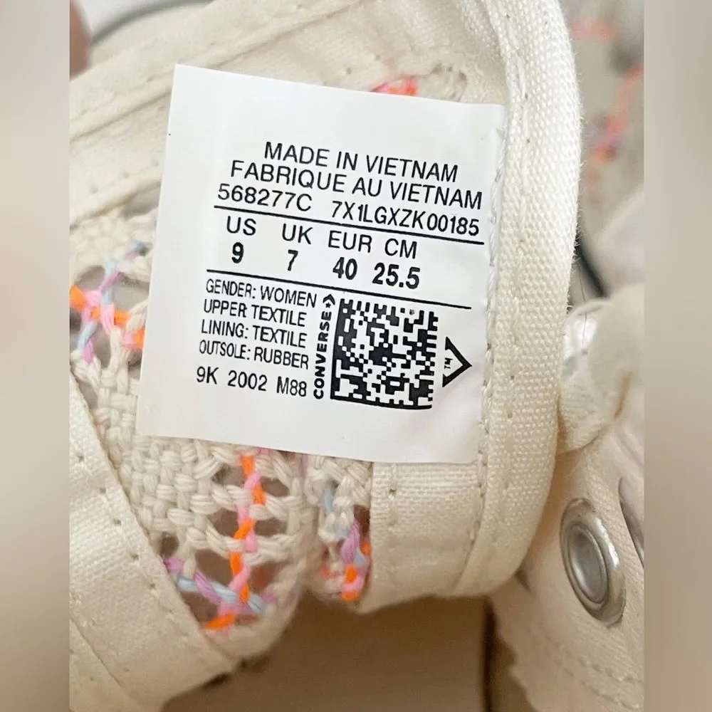 Converse Boho Crochet Hightop Women's Chuck Taylor All Star' cream pink lavender - Picture 7 of 12